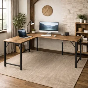 Escritorio en L rustico